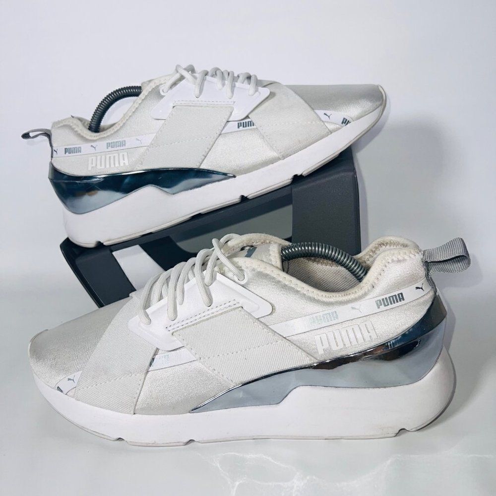 Puma Muse X-2 Metallic‎ Silver / White 370838-02 Women's 9